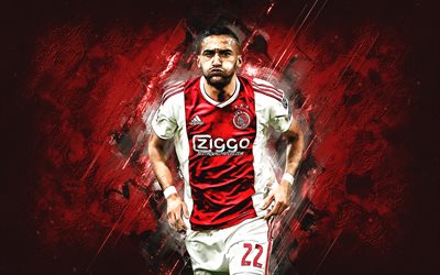Hakim Ziyech, Marroqu&#237;, jugador de f&#250;tbol, el AFC Ajax, retrato, rojo de la piedra de fondo, f&#250;tbol