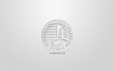 Hungria equipa nacional de futebol, criativo logo 3D, fundo branco, 3d emblema, Hungria, Europa, A UEFA, Arte 3d, futebol, elegante logotipo 3d