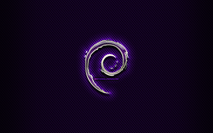 Debianガラスのロゴ, 黒い背景, 作品, ブランド, Debianマーク, 創造, Debian