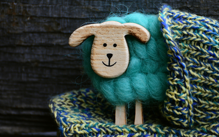 toy sheep, cute toys, knitted blue sheep, toys