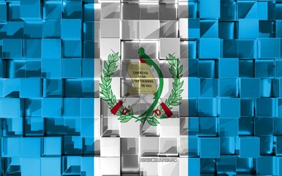Flaggan i Guatemala, 3d-flagga, 3d kuber konsistens, Flaggor i Nordamerika l&#228;nder, 3d-konst, Guatemala, Nordamerika, 3d-textur, Guatemala flagga