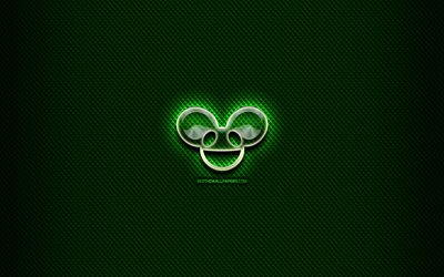 Deadmau5 vidro logotipo, fundo verde, estrelas da m&#250;sica, obras de arte, marcas, Deadmau5 logotipo, criativo, Deadmau5