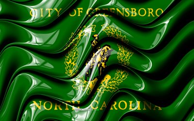 Greensboro drapeau, 4k, les villes des &#201;tats-unis, Caroline du Nord, art 3D, Indicateur de Greensboro, &#233;tats-unis, la Ville de Greensboro, les villes am&#233;ricaines, Greensboro 3D drapeau, villes des &#233;tats-unis, Greensboro