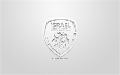 Isra&#235;l &#233;quipe nationale de football, cr&#233;atrice du logo 3D, fond blanc, 3d embl&#232;me, Isra&#235;l, l&#39;Europe, l&#39;UEFA, art 3d, le football, l&#39;&#233;l&#233;gant logo 3d