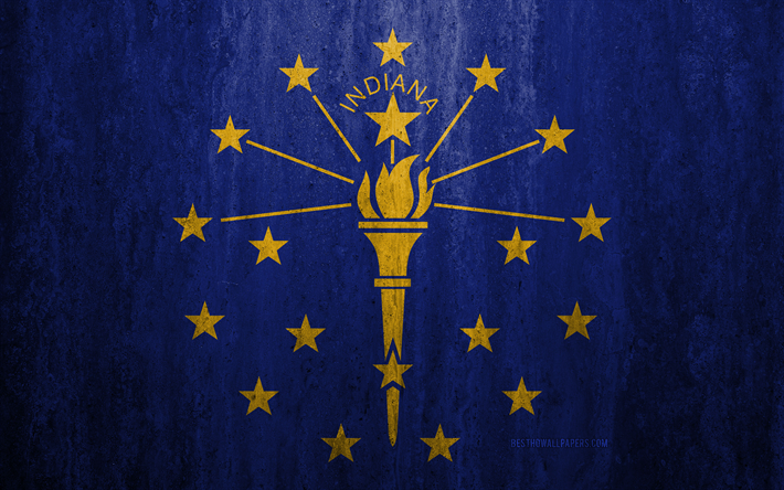Download wallpapers Flag of Indiana, 4k, stone background, American ...