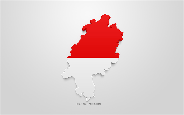 hessen karte, silhouette, 3d-flagge von hessen, bundesland, 3d-kunst, hessen 3d, fahne, deutschland, europa, hessen, geographie, bundesl&#228;nder von deutschland