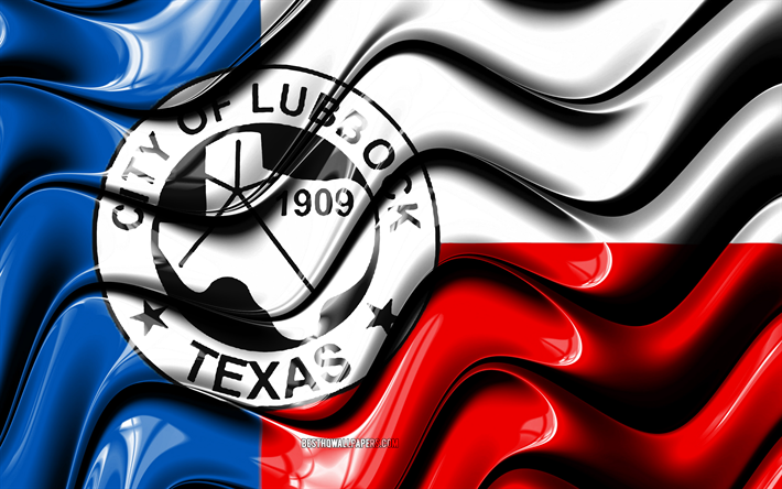 Lubbock flagga, 4k, Usa st&#228;der, Texas, 3D-konst, Flaggan i Lubbock, USA, Staden Lubbock, amerikanska st&#228;der, Lubbock 3D-flagga, St&#228;der i USA, Lubbock