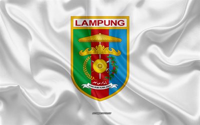 Bandera de Lampung, 4k, bandera de seda, provincia de Indonesia, de seda, de textura, de Lampung bandera, Indonesia, Provincia de Lampung