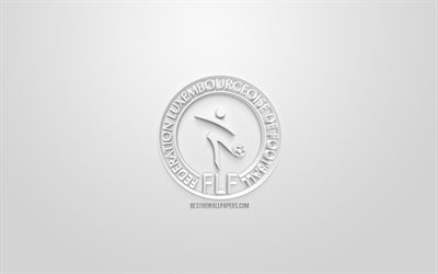 لوكسمبورغ الوطني لكرة القدم, الإبداعية شعار 3D, خلفية بيضاء, 3d شعار, لوكسمبورغ, أوروبا, الاتحاد الاوروبي, الفن 3d, كرة القدم, أنيقة شعار 3d