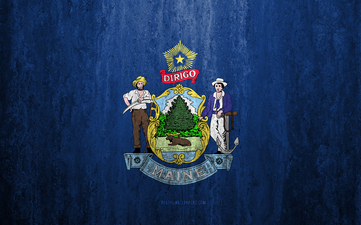 Drapeau du Maine, 4k, pierre fond, &#233;tat Am&#233;ricain, grunge drapeau, Maine drapeau, etats-unis, grunge de l&#39;art, dans le Maine, les drapeaux des &#233;tats des &#233;tats-unis