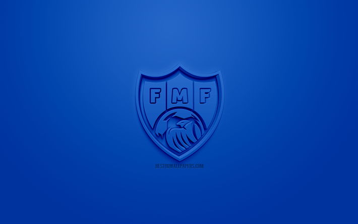 Moldovan jalkapallomaajoukkue, luova 3D logo, sininen tausta, 3d-tunnus, Moldova, Euroopassa, UEFA, 3d art, jalkapallo, tyylik&#228;s 3d logo