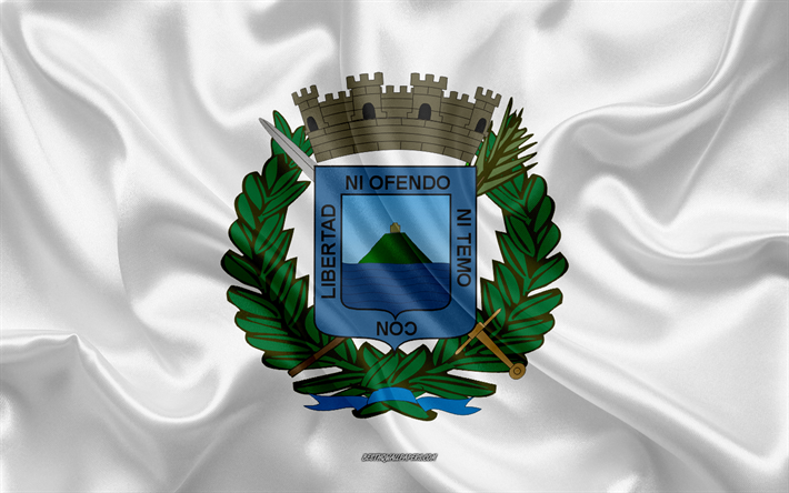 Lippu Montevideo Department, 4k, silkki lippu, department of Uruguay, silkki tekstuuri, Montevideo lippu, Uruguay, Montevideo Department