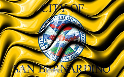 San Bernardino bandeira, 4k, Estados unidos cidades, Calif&#243;rnia, Arte 3D, Bandeira de San Bernardino, EUA, A cidade de San Bernardino, cidades da am&#233;rica, San Bernardino 3D bandeira, Cidades dos EUA, San Bernardino