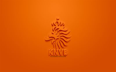 Paesi bassi squadra nazionale di calcio, creativo logo 3D, sfondo arancione, emblema 3d, paesi Bassi, Europa, la UEFA, 3d, arte, calcio, elegante logo 3d, Royal Dutch Football Association