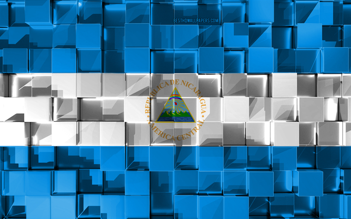 Nikaragua, 3d bayrak Bayrak, 3d k&#252;pleri, doku, Kuzey Amerika &#252;lkelerinin Bayrakları, 3d sanat, Kuzey Amerika, 3d doku, Nikaragua bayrağı