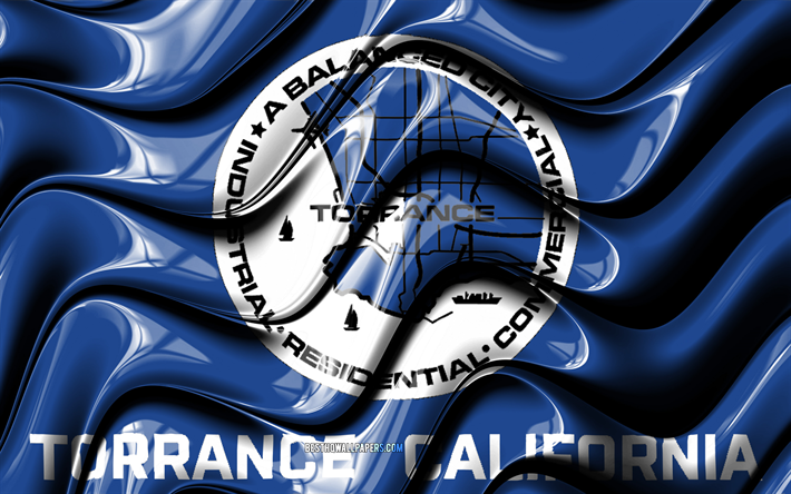 Torrance flag, 4k, United States cities, California, 3D art, Flag of Torrance, USA, City of Torrance, american cities, Torrance 3D flag, US cities, Torrance