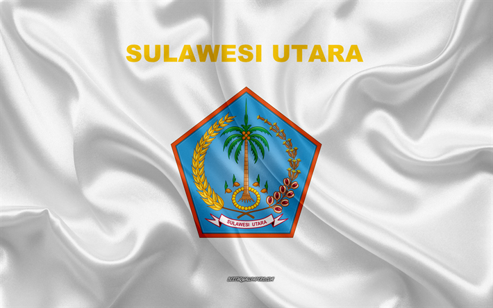 Bandeira de Sulawesi do Norte, 4k, seda bandeira, prov&#237;ncia da Indon&#233;sia, textura de seda, Norte de Sulawesi bandeira, Indon&#233;sia, Norte Da Prov&#237;ncia De Sulawesi