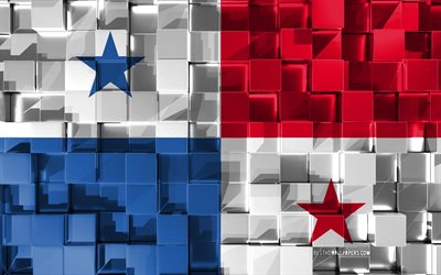 Flag of Panama, 3d flag, 3d cubes texture, Flags of North America countries, 3d art, Panama, North America, 3d texture, Panama flag