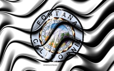 Fontana, ABD, Amerika şehirlerinin Şehrin Fontana bayrağı, 4k, Amerika Birleşik Devletleri şehirler, California, 3D sanat, Bayrak, Fontana 3D bayrak, BİZİM şehirler