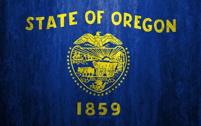 旗のオレゴン州, 4k, 石背景, アメリカ州, グランジフラグ, オレゴン州のフラグ, 米国, グランジア, オレゴン州, 旗のメディアの方向けの最新の