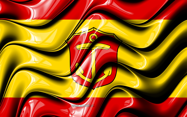 Ludwigshafen Bandeira, 4k, Cidades da Alemanha, Europa, Bandeira de Ludwigshafen, Arte 3D, Ludwigshafen, Cidades alem&#227;s, Ludwigshafen 3D bandeira, Alemanha