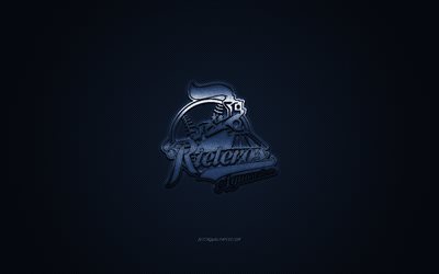 Rieleros de Aguascalientes logo, Mexican baseball club, LMB, blue logo, blue carbon fiber background, baseball, Mexican Baseball League, Aguascalientes, Mexico, Rieleros de Aguascalientes