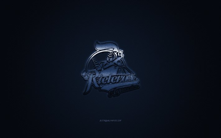 Rieleros de Aguascalientes logo, Mexicaine de baseball club, LMB, logo bleu, bleu en fibre de carbone de fond, le baseball, le Mexicain de la Ligue de Baseball, Aguascalientes, au Mexique, Rieleros de Aguascalientes