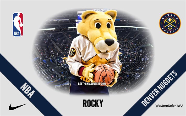Rocky, la mascotte, Denver Nuggets de NBA, portrait, etats-unis, Denver Nuggets mascotte, basket-ball, Pepsi Center, Denver Nuggets logo