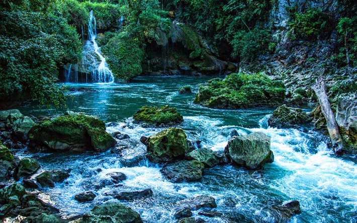 Guatemala, kes&#228;ll&#228;, moss, river, viidakko, kallioita, kaunis luonto, Keski-Amerikan
