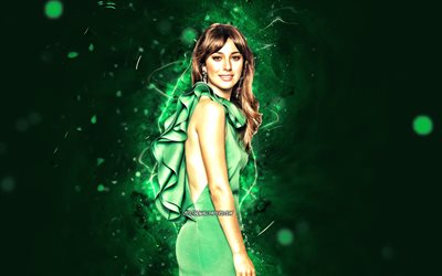 Blanca Suarez, 4k, green neon lights, spanish celebrity, movie stars, Blanca Martinez Suarez, beauty, fan art, spanish actress, Blanca Suarez 4K