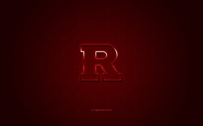 Rutgers Scarlet Knights logotyp, Amerikansk football club, NCAA, r&#246;d logo, red kolfiber bakgrund, Amerikansk fotboll, Piscataway, New Jersey, USA, Rutgers Scarlet Knights
