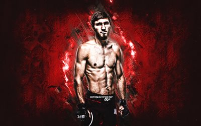 Said Nurmagomedov, UFC, MMA, Russian fighter, portrait, red stone background, Ultimate Fighting Championship