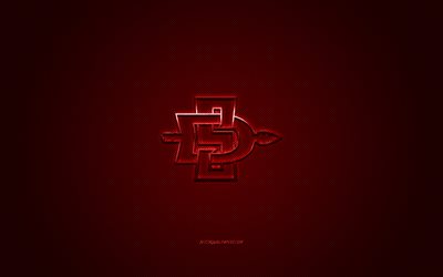 San Diego State Atsteekit logo, American football club, NCAA, punainen logo, punainen hiilikuitu tausta, Amerikkalainen jalkapallo, San Diego, California, USA, San Diego State Atsteekit