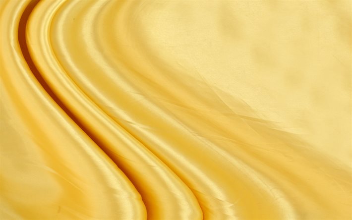 de seda dourada textura, seda ondas textura, de seda dourada de fundo, amarelo de textura de tecido, amarelo de seda