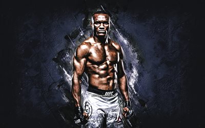 Kamaru Usman, UFC, Nijeryalı avcı, portre, mavi taş, arka plan, Ultimate Fighting Championship