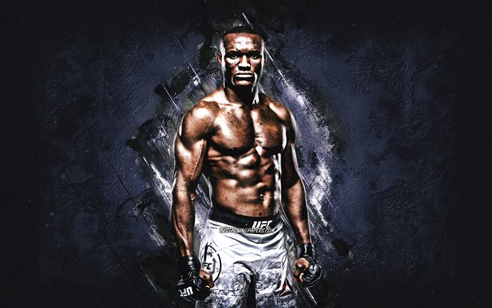 Kamaru Usman, UFC, Nigerianska fighter, portr&#228;tt, bl&#229; sten bakgrund, Ultimate Fighting Championship