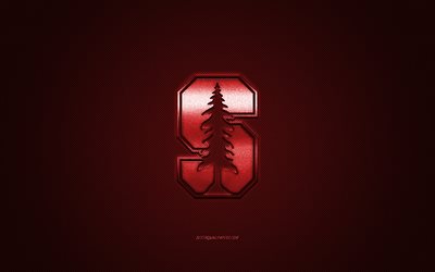 Stanford Cardinal logotipo, Americano futebol clube, NCAA, borgonha logotipo, borgonha fibra de carbono de fundo, Futebol americano, Stanford, Calif&#243;rnia, EUA, Stanford Cardinal