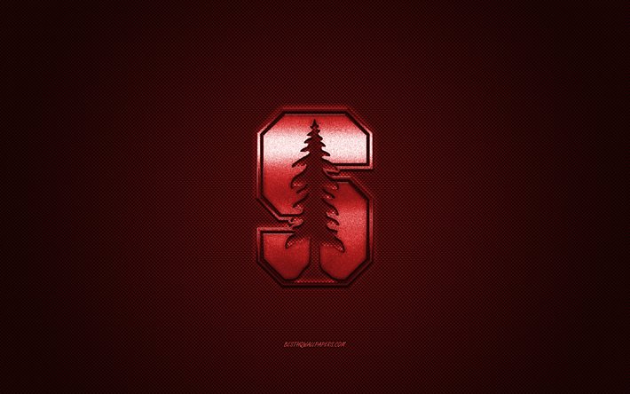 Stanford Cardinal logo, American club de football de la NCAA, la bourgogne, le logo, la fibre de carbone de fond, football Am&#233;ricain, Stanford, Californie, etats-unis, Stanford Cardinal