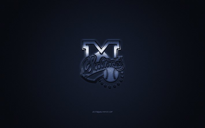 Sultanes de Monterrey logo, Meksika beyzbol kul&#252;b&#252;, LMB, mavi logo, mavi karbon fiber arka plan, beyzbol, Meksika Beyzbol Ligi, Monterrey, Meksika, Sultanes de Monterrey