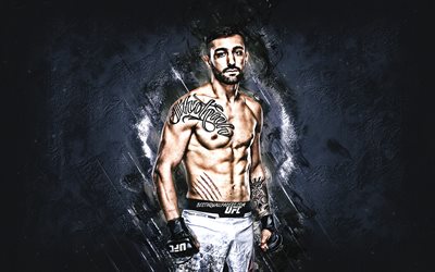 Suman Mokhtarian, UFC, MMA, Iraniano lutador, retrato, a pedra azul de fundo, arte criativa, Ultimate Fighting Championship