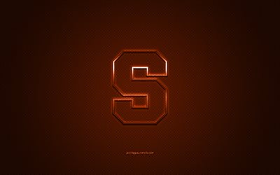 Syracuse Orange logosu, Amerikan Futbol Kul&#252;b&#252;, NCAA, turuncu logo, turuncu karbon fiber arka plan, Amerikan Futbolu, Syracuse, New York, AMERİKA Birleşik Devletleri, Syracuse Orange