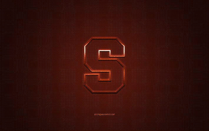 Syracuse Orange logosu, Amerikan Futbol Kul&#252;b&#252;, NCAA, turuncu logo, turuncu karbon fiber arka plan, Amerikan Futbolu, Syracuse, New York, AMERİKA Birleşik Devletleri, Syracuse Orange