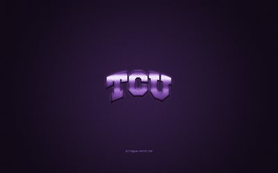 TCU Boynuzlu Kurbağa logosu, Amerikan Futbol Kul&#252;b&#252;, NCAA, mor logo, mor karbon fiber arka plan, Amerikan Futbolu, Fort Worth, Texas, ABD, TCU Boynuzlu Kurbağalar