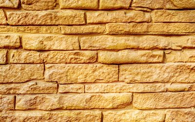 brown textura de tijolos, alvenaria de fundo, tijolo amarelo textura, Parede de tijolo, tijolo de fundo