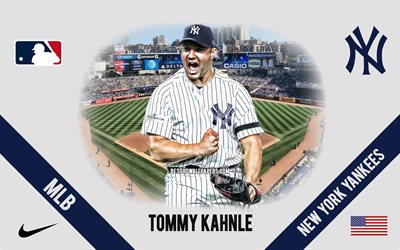 Tommy Kahnle, New York Yankees, American Baseball Player, MLB, portrait, USA, baseball, Yankee Stadium, New York Yankees logo, Major League Baseball