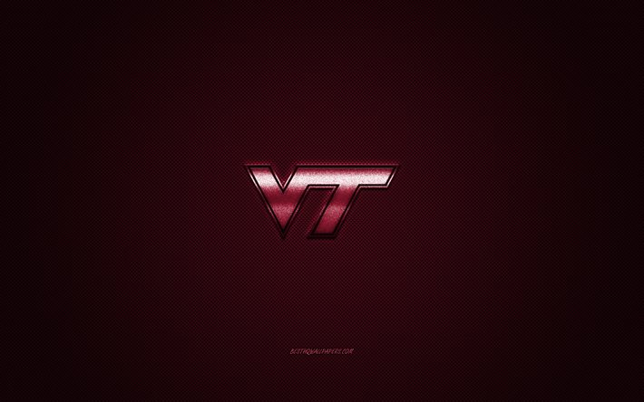 Virginia Tech Hokies logosu, Amerikan Futbol Kul&#252;b&#252;, NCAA, bordo logo, bordo karbon fiber arka plan, Amerikan Futbolu, Virginia, USA, Virginia Tech Hokies, Virginia Politeknik Enstit&#252;s&#252;