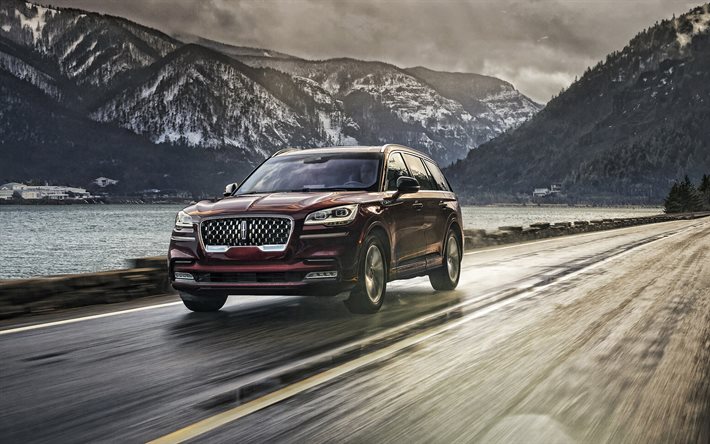 2020, Lincoln Aviator, front view, exterior, luxury SUV, new burgundy Aviator, american cars, Lincoln