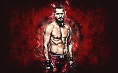Jorge Masvidal, UFC, MMA, american fighter, portrait, red stone background, Ultimate Fighting Championship