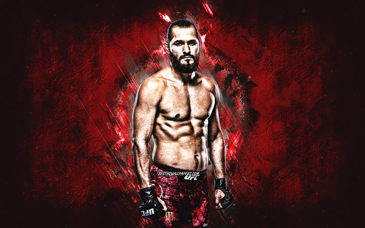 Jorge Masvidal, UFC, MMA, Amerikan savaş, portre, kırmızı taş, arka plan, Ultimate Fighting Championship