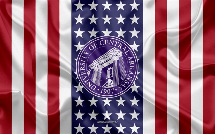 University of Central Arkansas Emblem, Amerikanska Flaggan, University of Central Arkansas logotyp, Conway, Arkansas, USA, Emblem i University of Central Arkansas